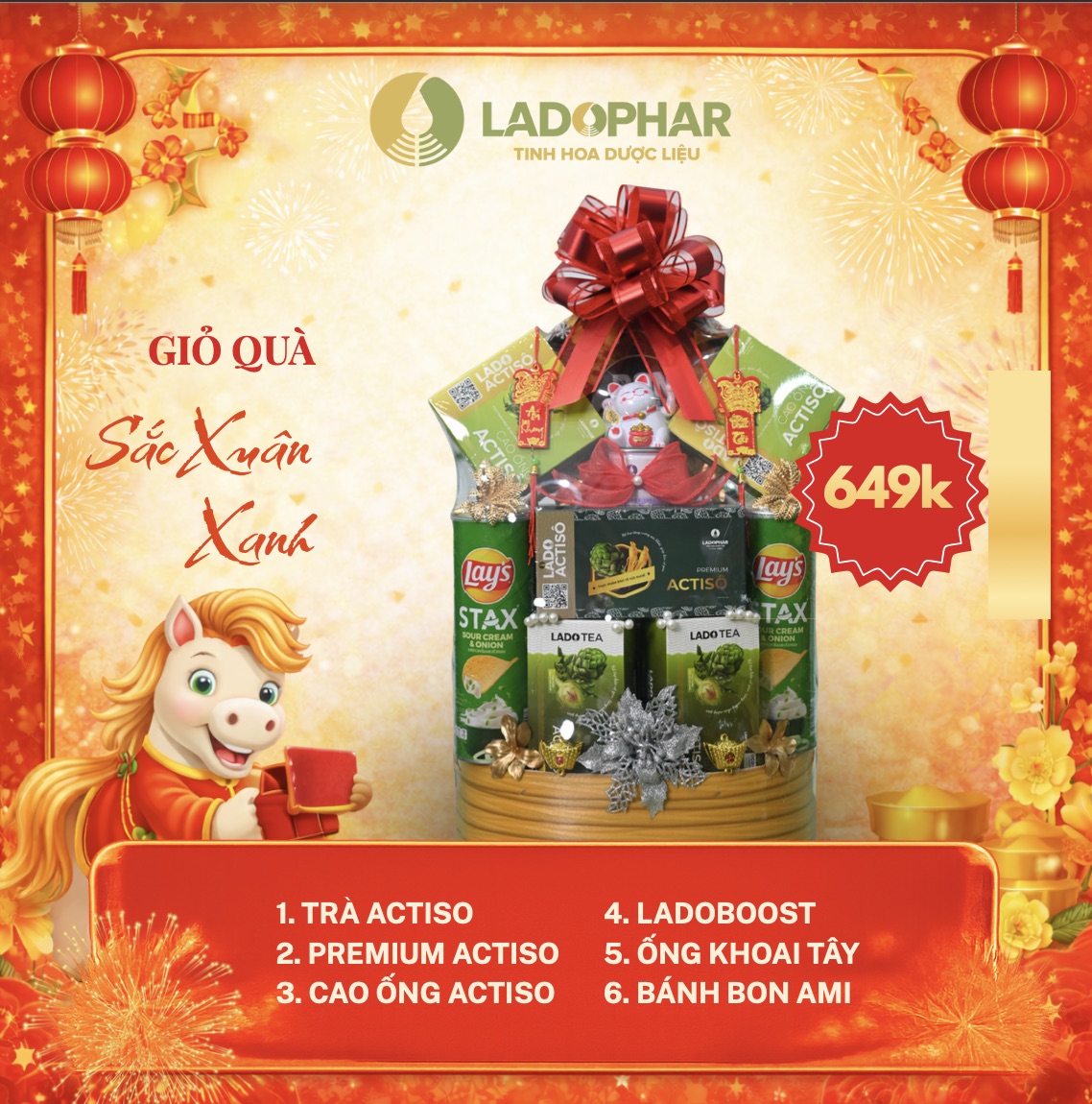 Giỏ quà sắc xuân xanh ladophar